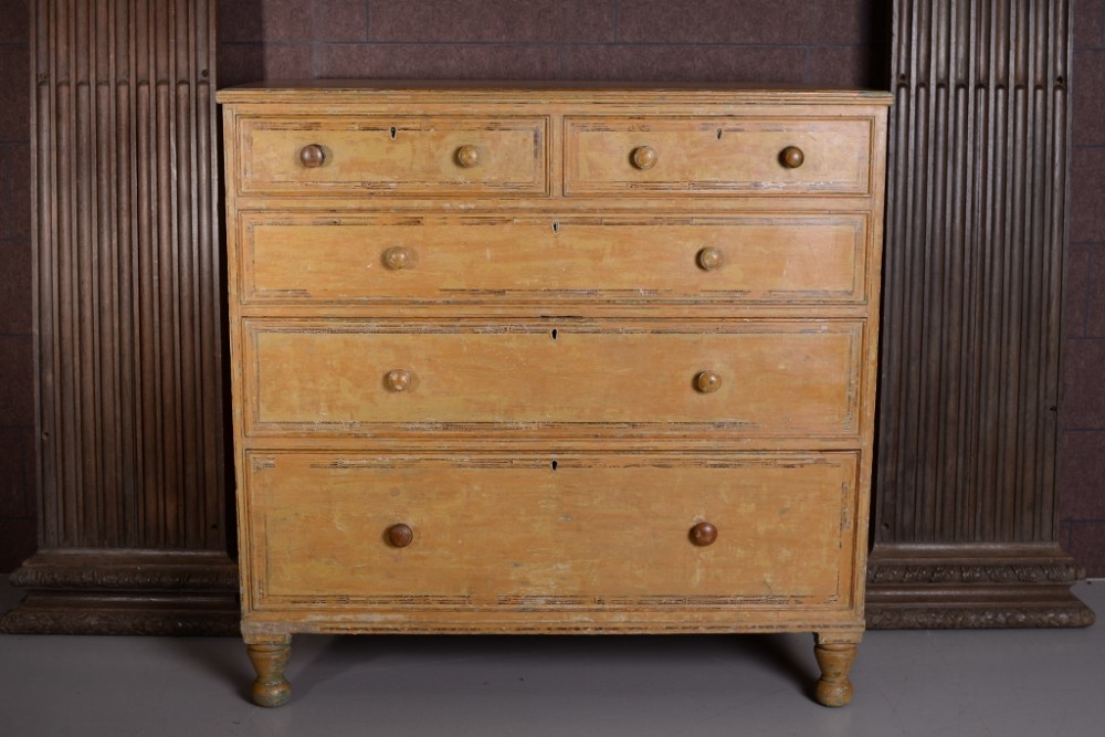 Regency Antique Painted Pine Chest of Drawers.