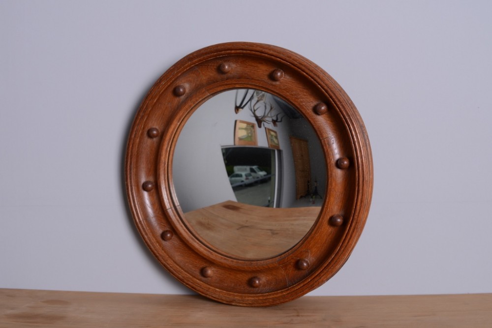 Heals 1930's Oak Convex Mirror.