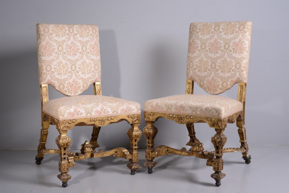 Wonderful Pair of English Antique Gilt Chairs.