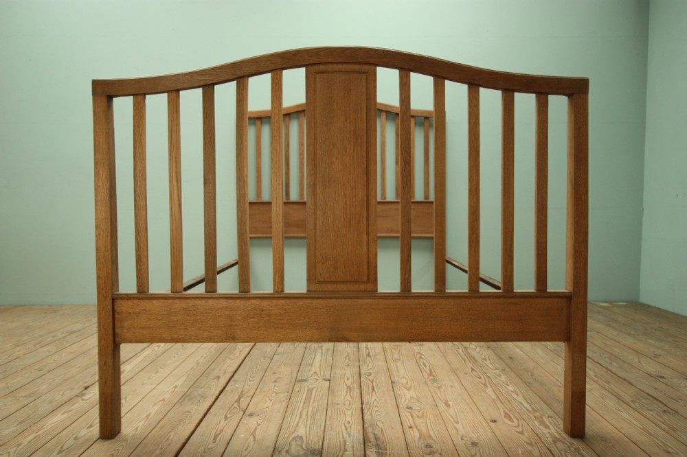 Edwardian Antique Oak Double Bed By Heals.