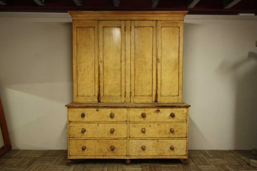 English Original Painted Pine Housekeepers Cupboard.