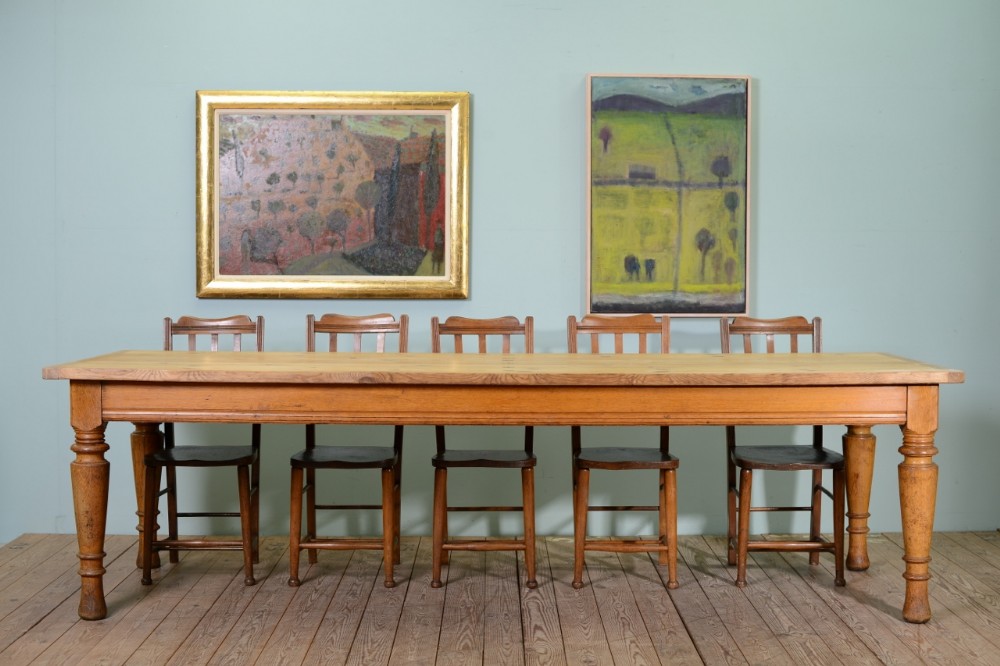 Large English 19th Century Antique Oak Dining Table
