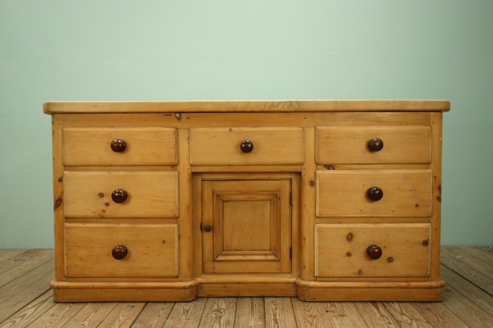 Sycamore Topped English Antique Pine Dresser.