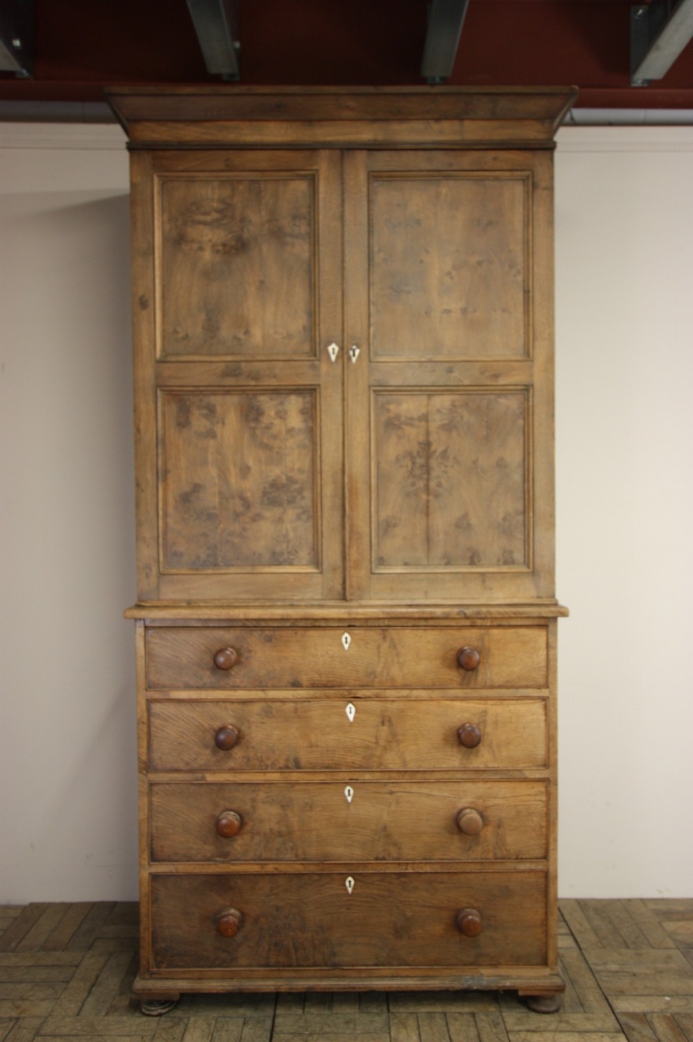Georgian Burr Oak Antique Press Cupboard.