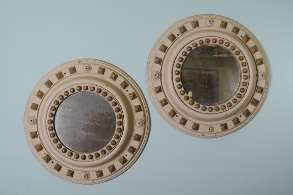 Fabulous 19th Century Antique Circular Mirror. 2 Available.