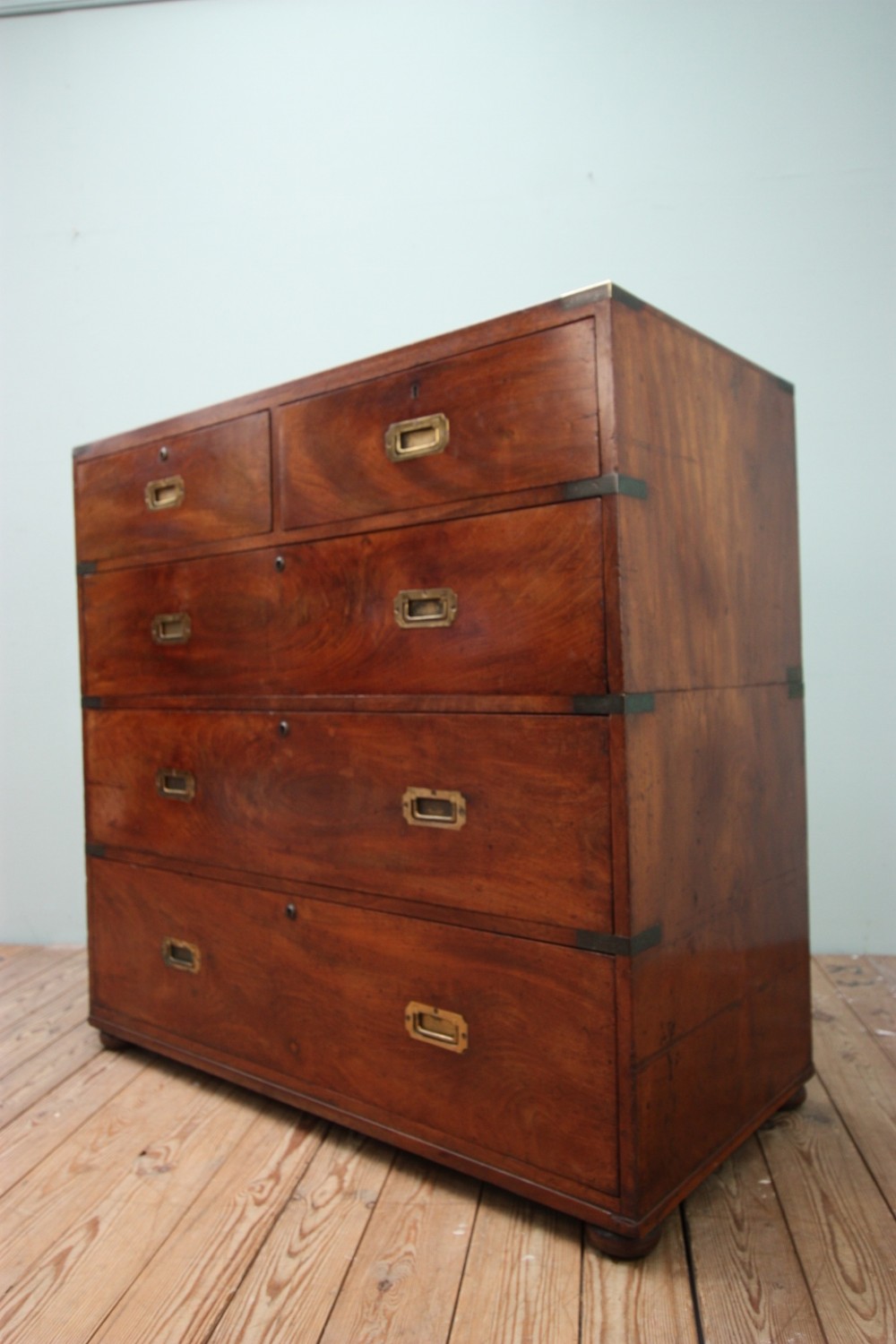 English Mahogany Antique Military Chest of Drawers.