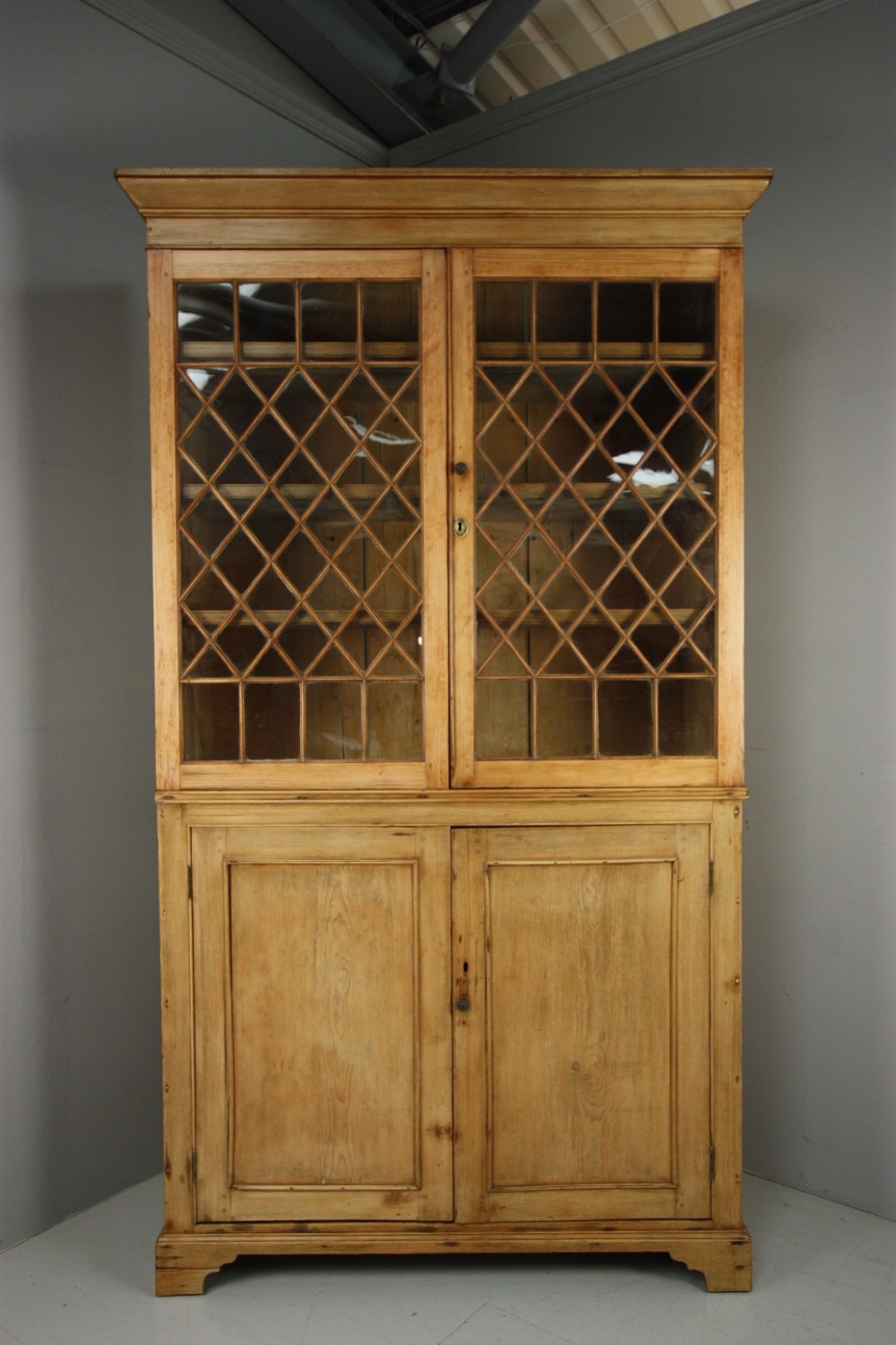 Georgian Antique Pine Astragal Glazed Cupboard