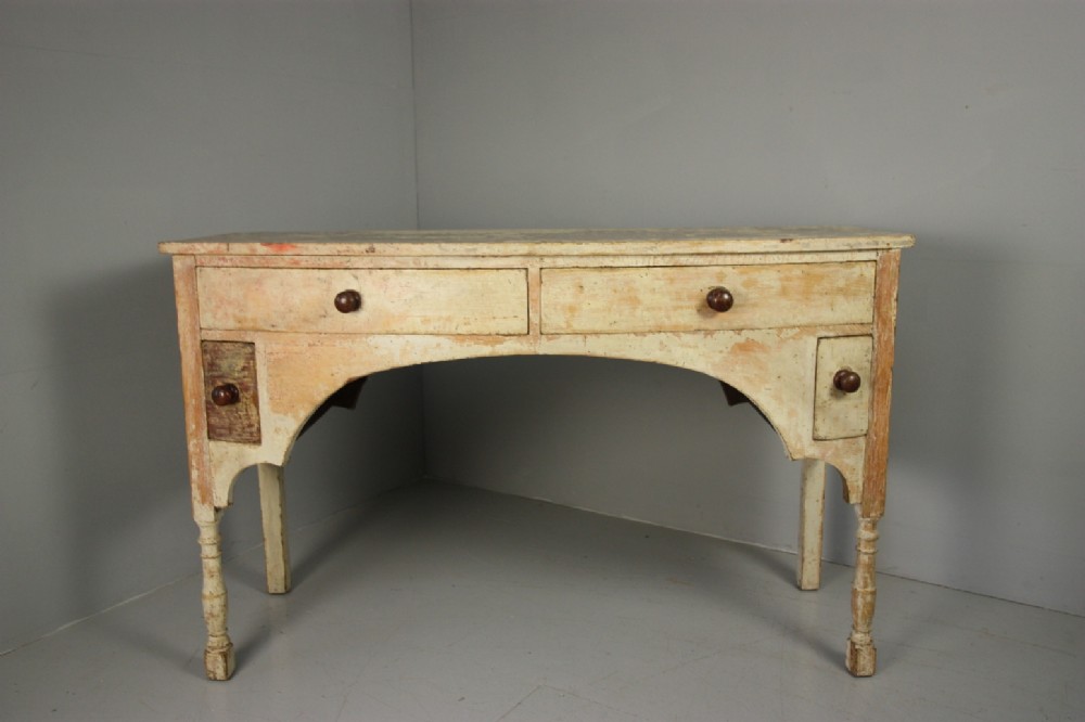Regency Antique Bow Front Side Table in Period Paint.