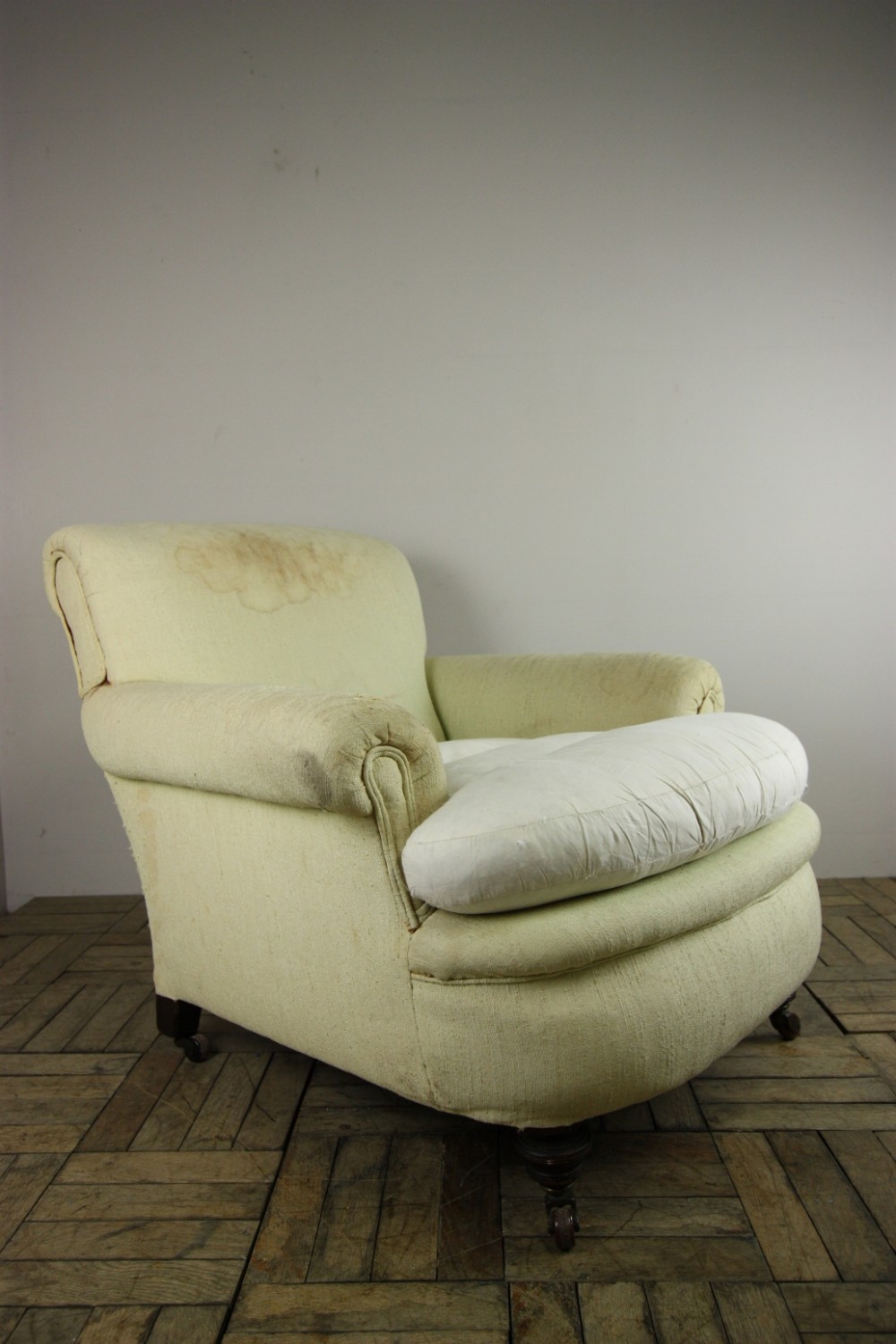 English Deep Seated Antique Armchair.