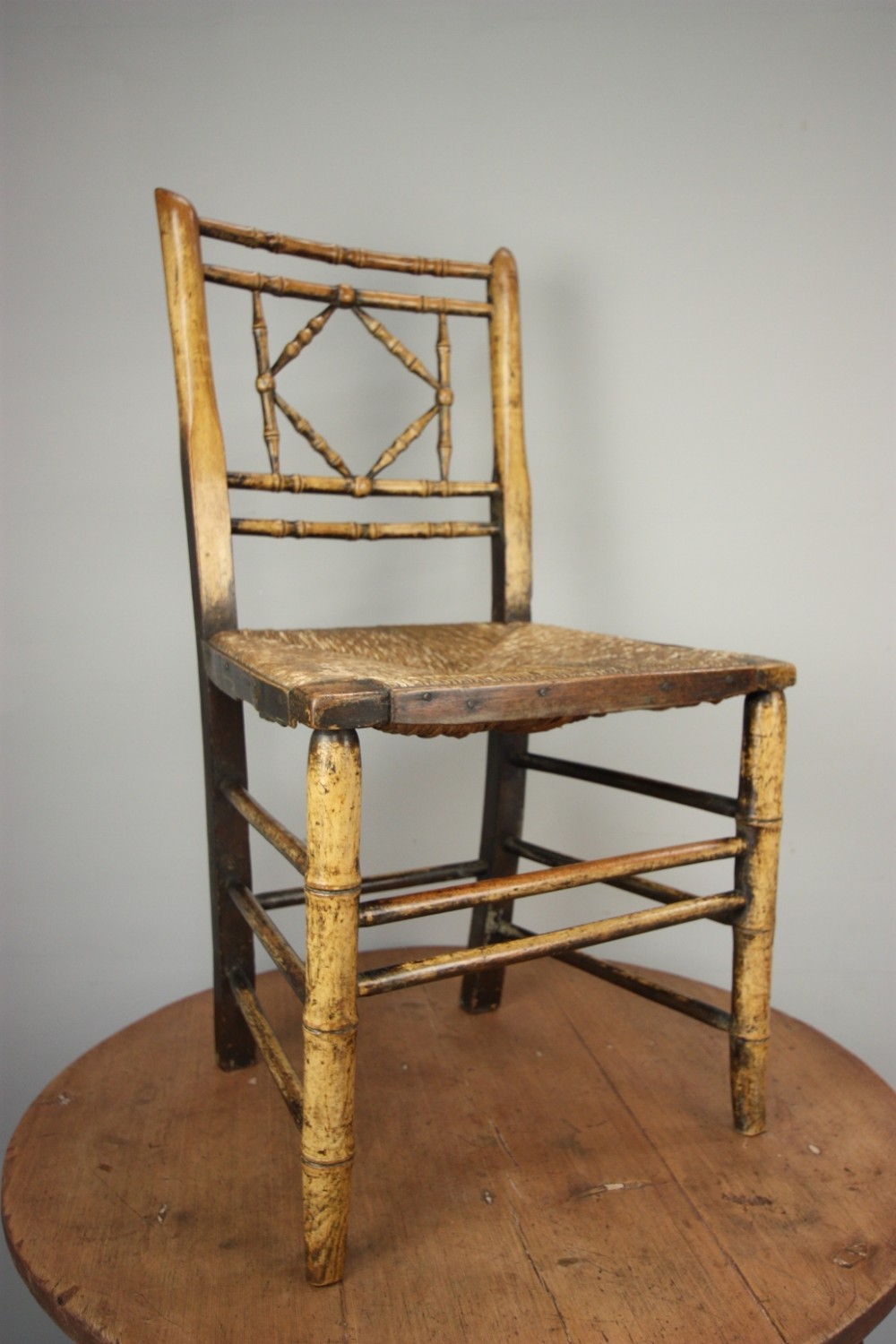 Regency Antique Simulated Bamboo Side Chair.