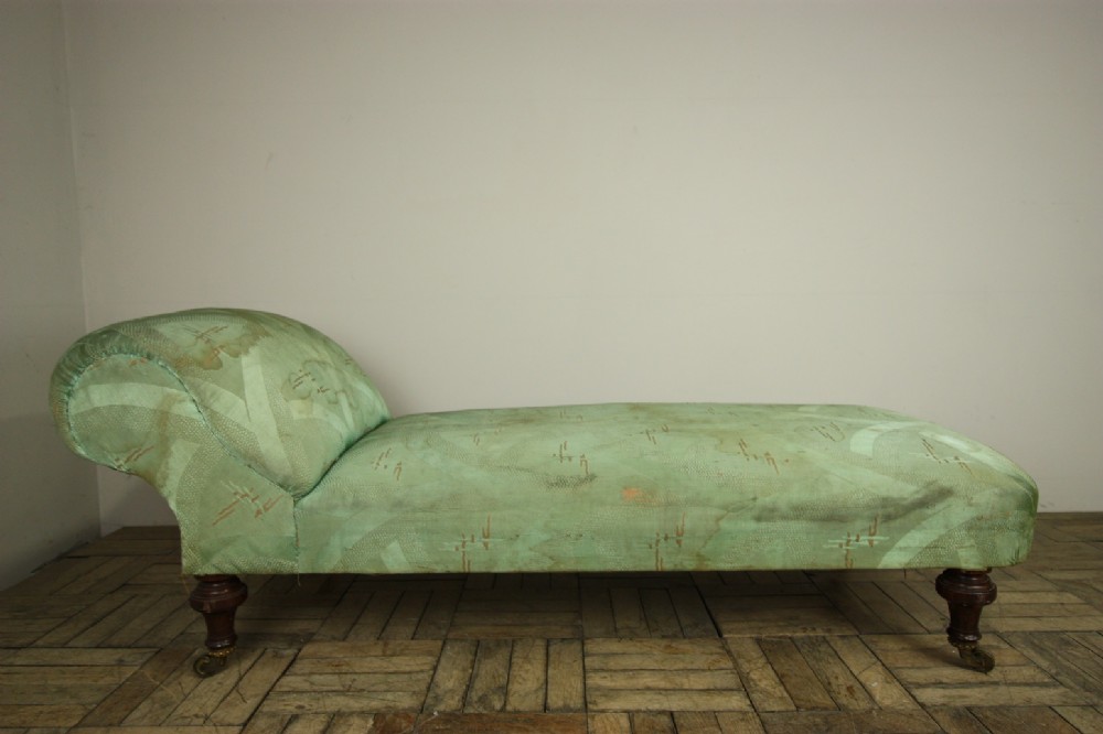 English Antique Walnut & Upholstered Daybed.