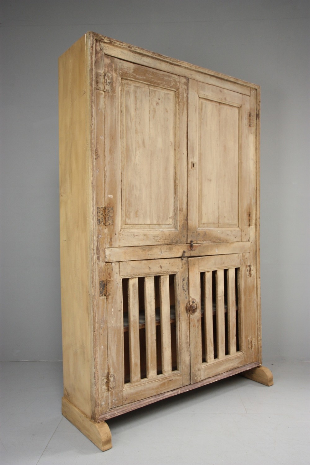 Georgian Antique Pine Food Cupboard in Period Paint.