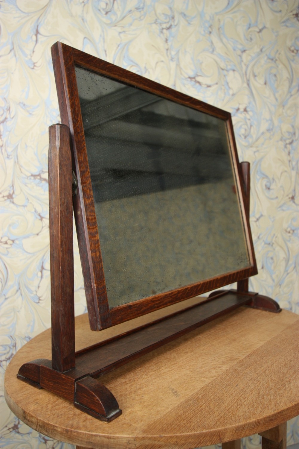 Letchworth Range Heals Antique Oak Vanity Mirror.