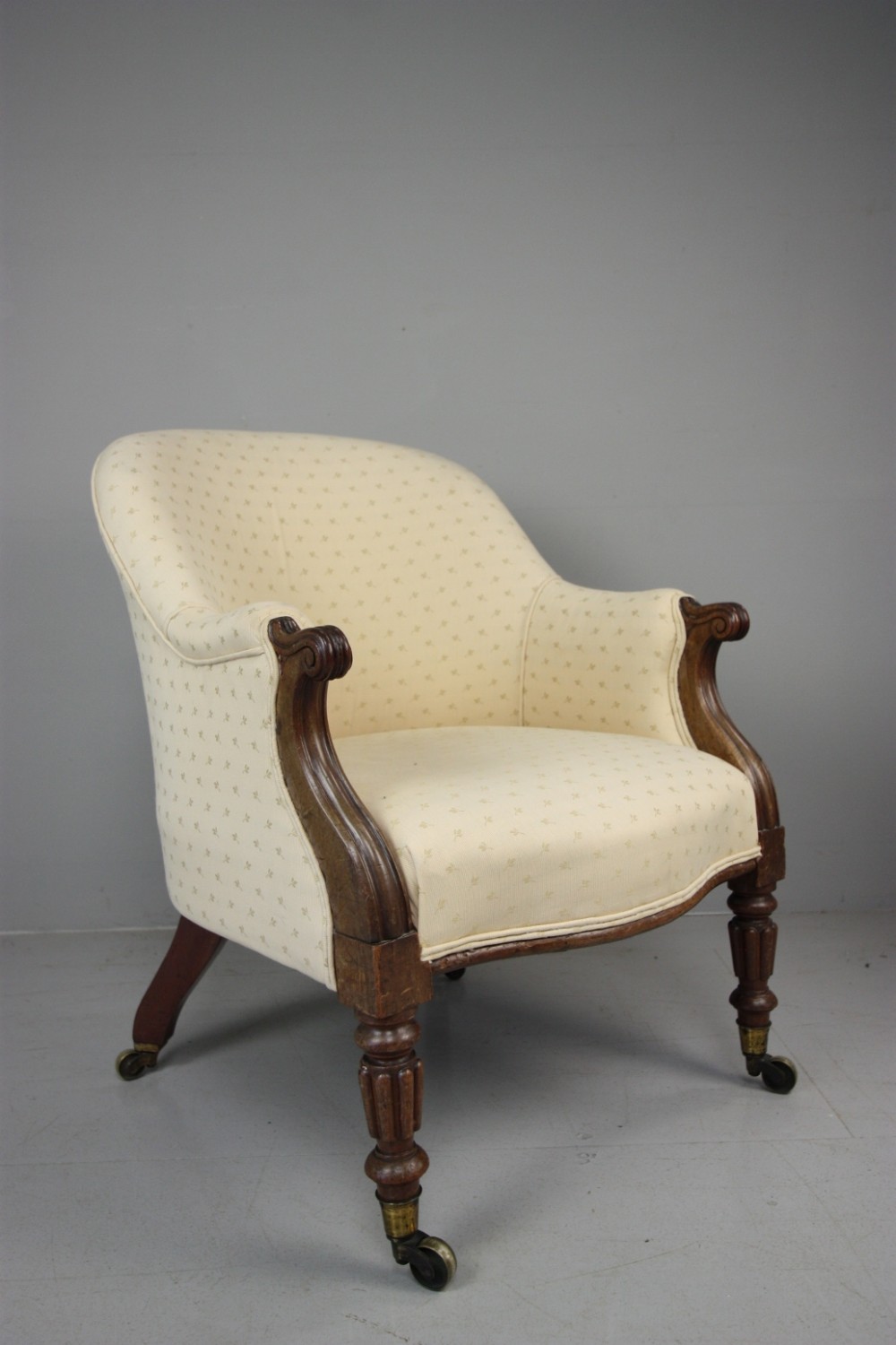 Gillows Upholstered Antique Mahogany Armchair.