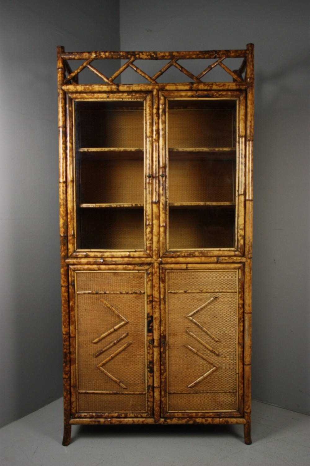 19th Century Antique Bamboo Four Door Cupboard.