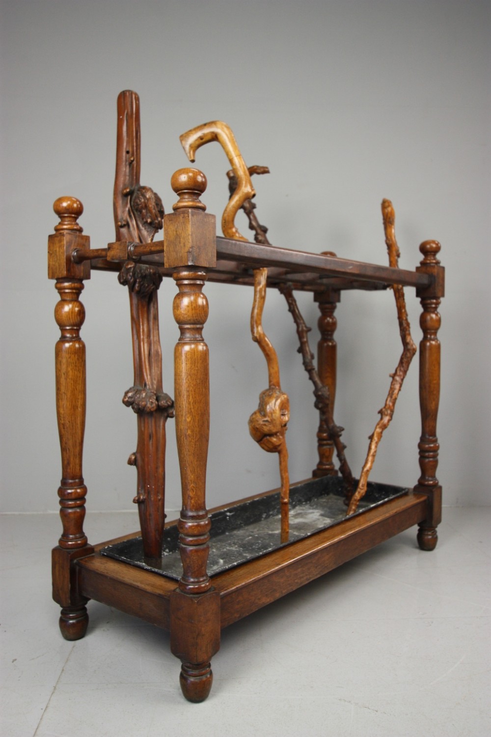 Handsome 19th Century Antique Oak Stick Stand. 