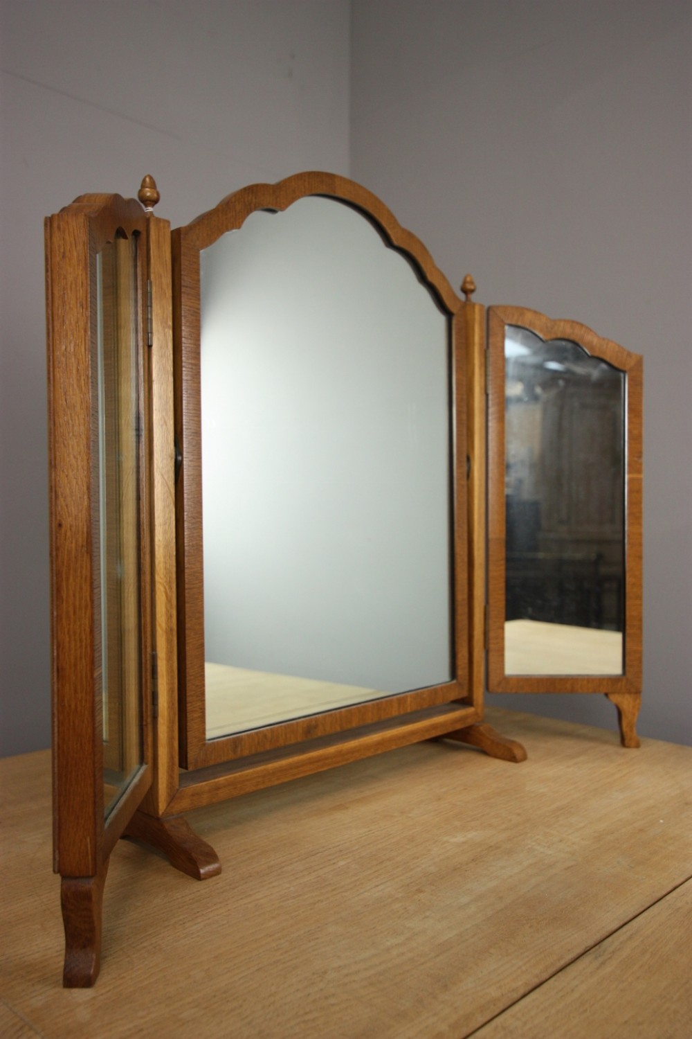 Rare 1930's Heals Triple Mirror in Oak.