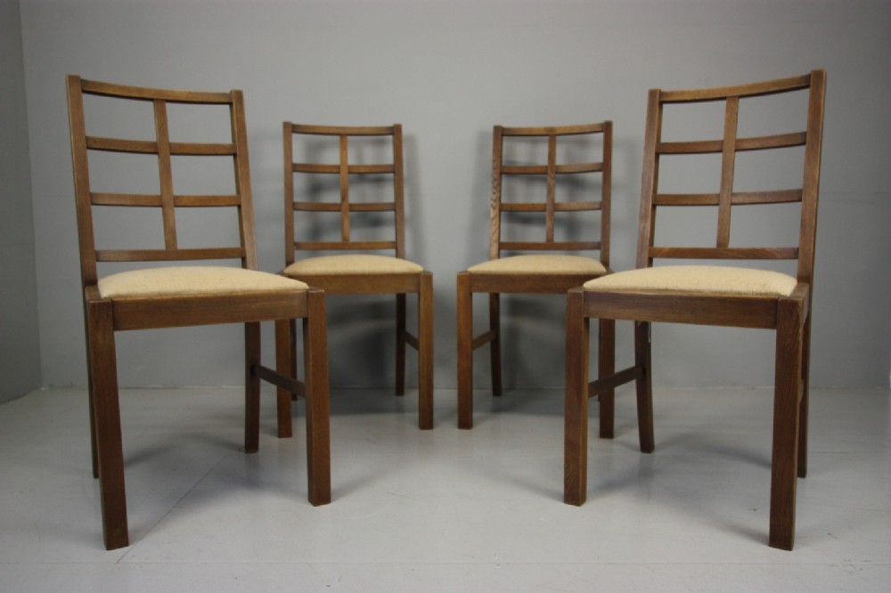 Set of Four Heals Oak Dining Chairs from the 1920's