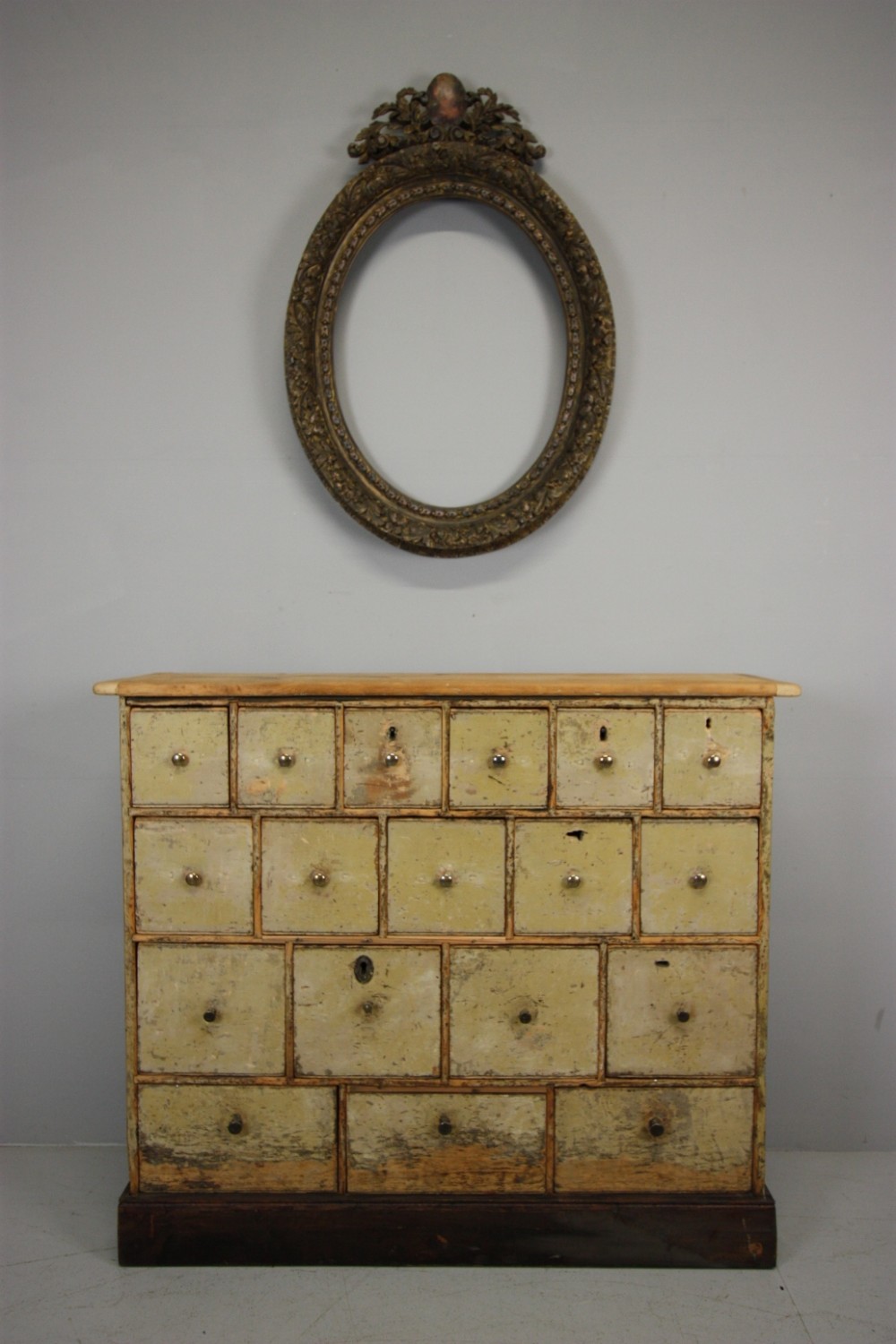 Georgian English Bank of Drawers in Period Paint