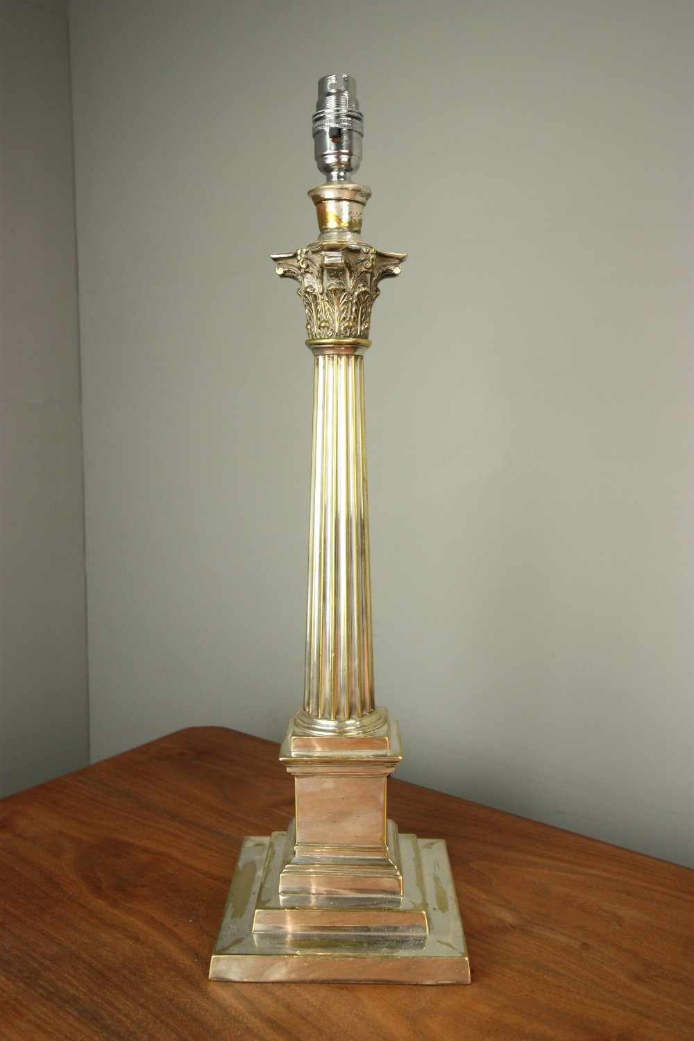 19th Century English Antique Silver Plated Tall Lamp.
