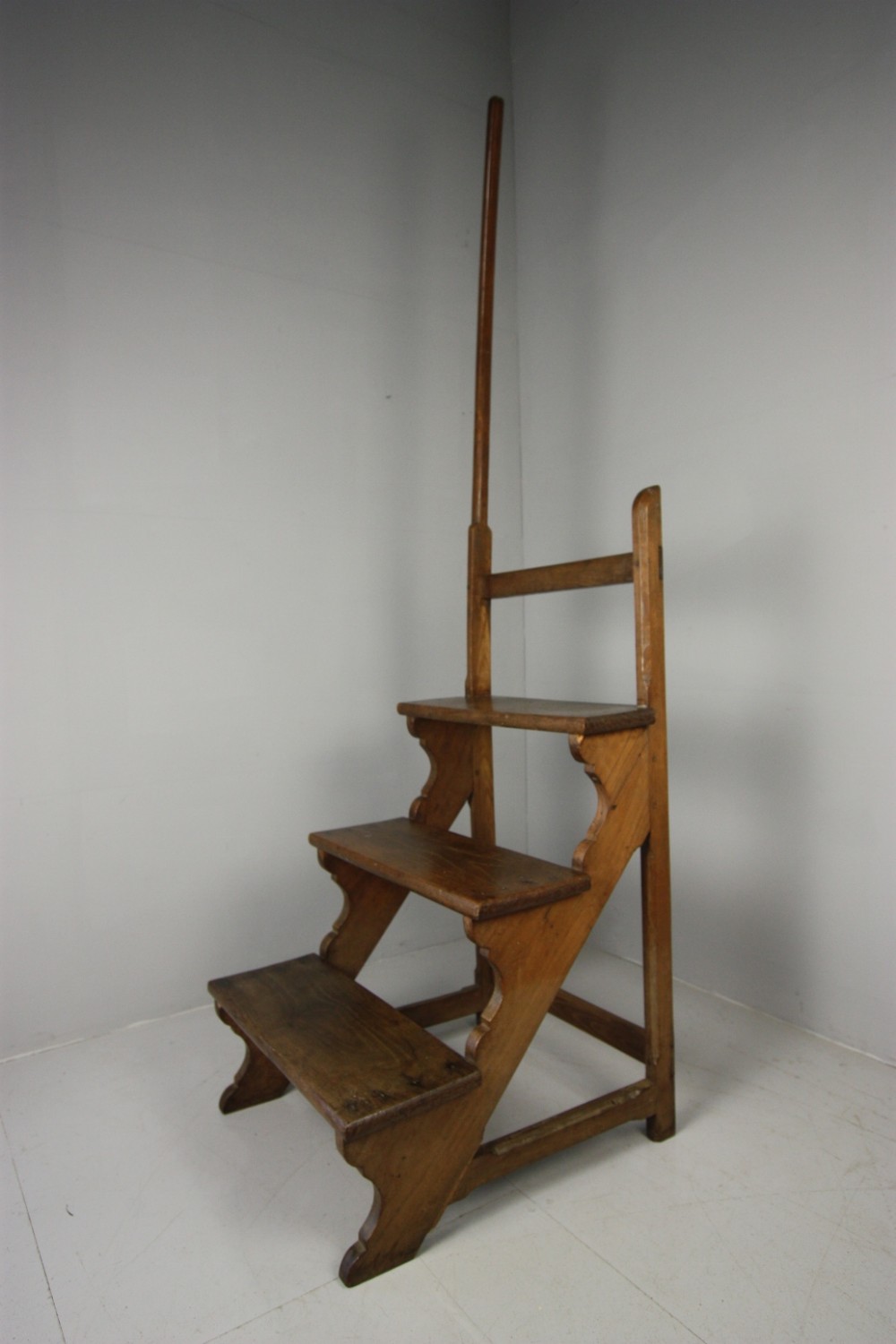 19th Century Antique Walnut Library Steps.
