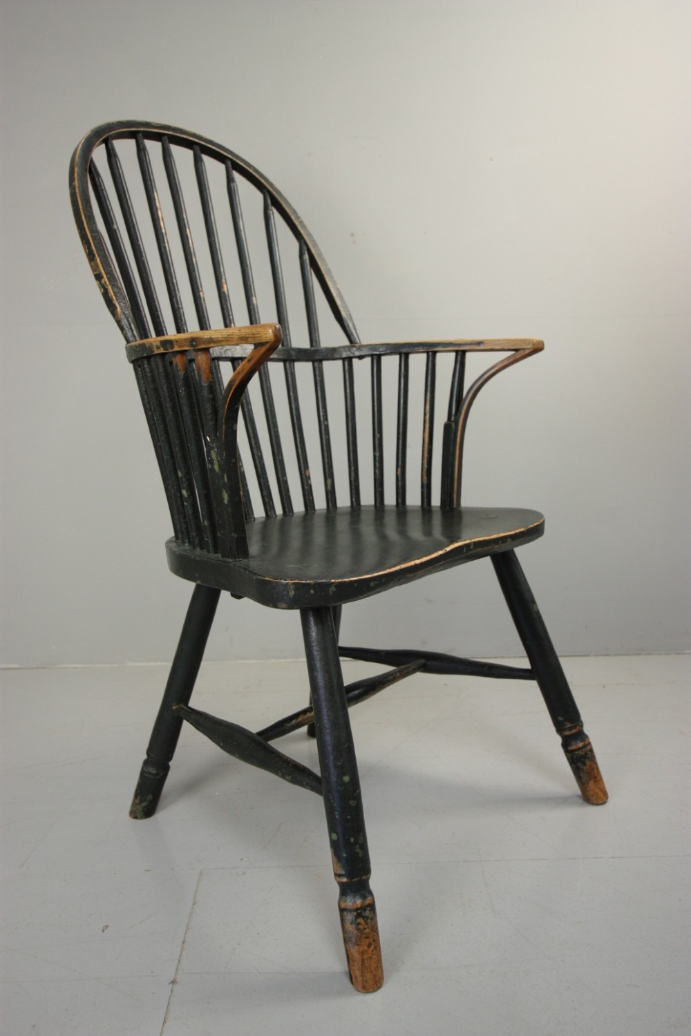 19th Century Antique Elm Windsor Chair in Paint.