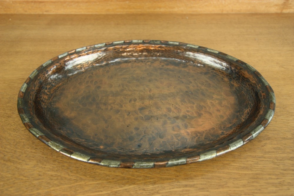 Antique Hugh Wallis Copper Oval Tray.