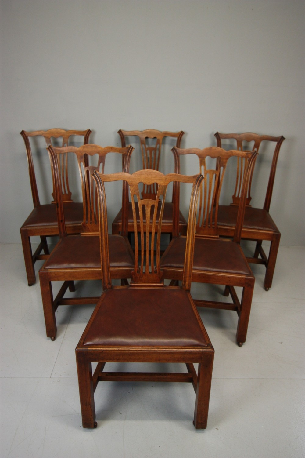 Set of Six Antique Mahogany Dining Chairs - Chippendale Style.