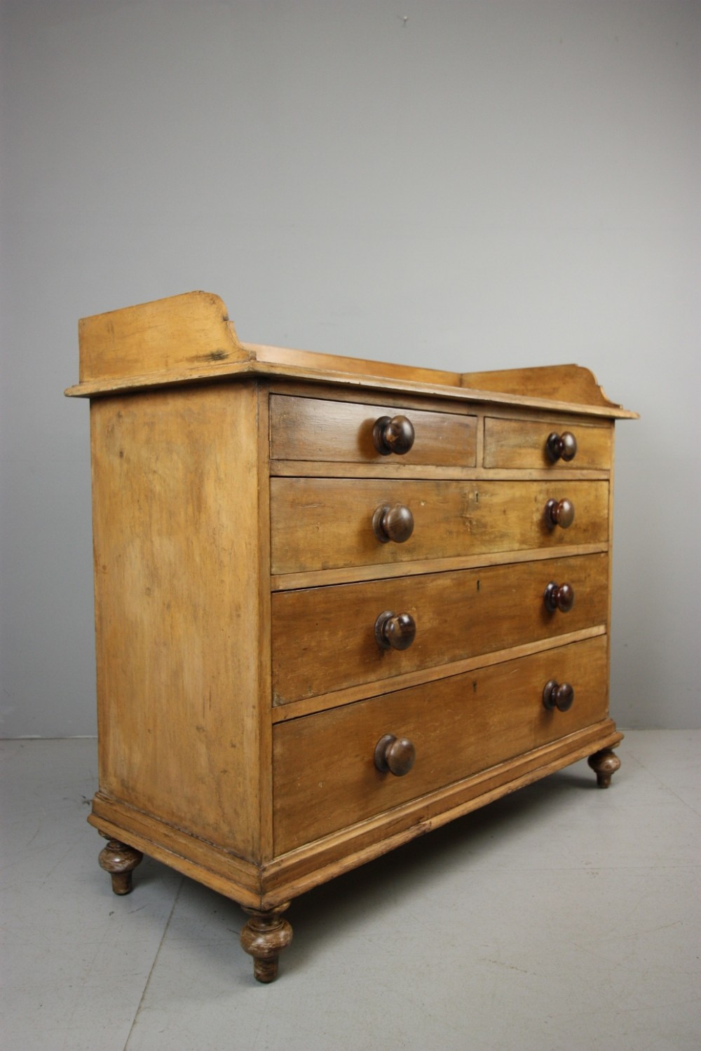 English Antique Pine Chest in Original Paint. 