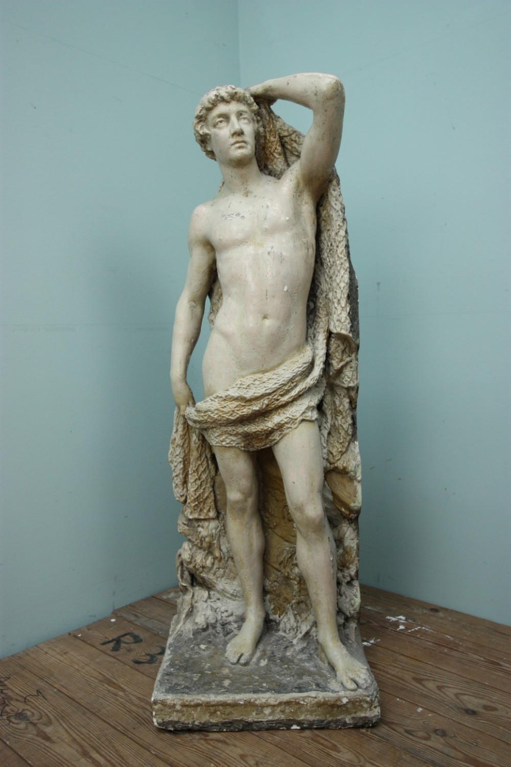 Large 19th Century Antique Plaster Figure of David.