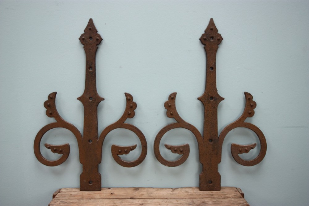Pair of Large Antique Cast Iron Door Hinge Covers.