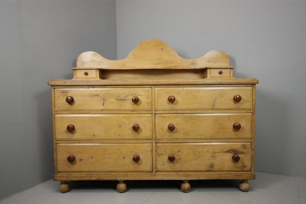 19th Century Antique Pine Dresser in Original Cream Paint.
