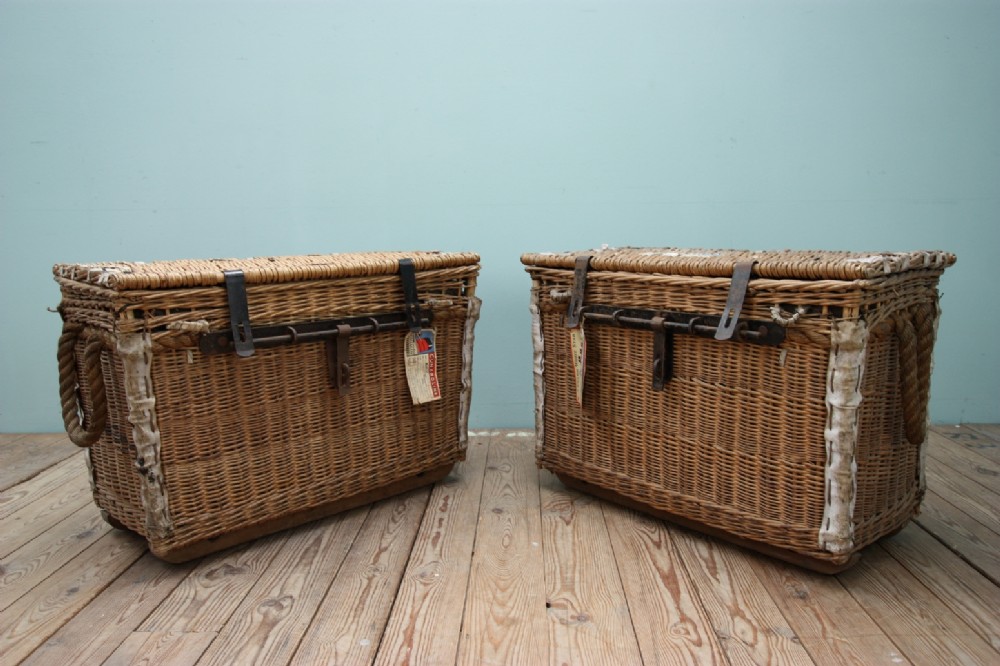 Pair of Antique Willow Wicker Baskets.