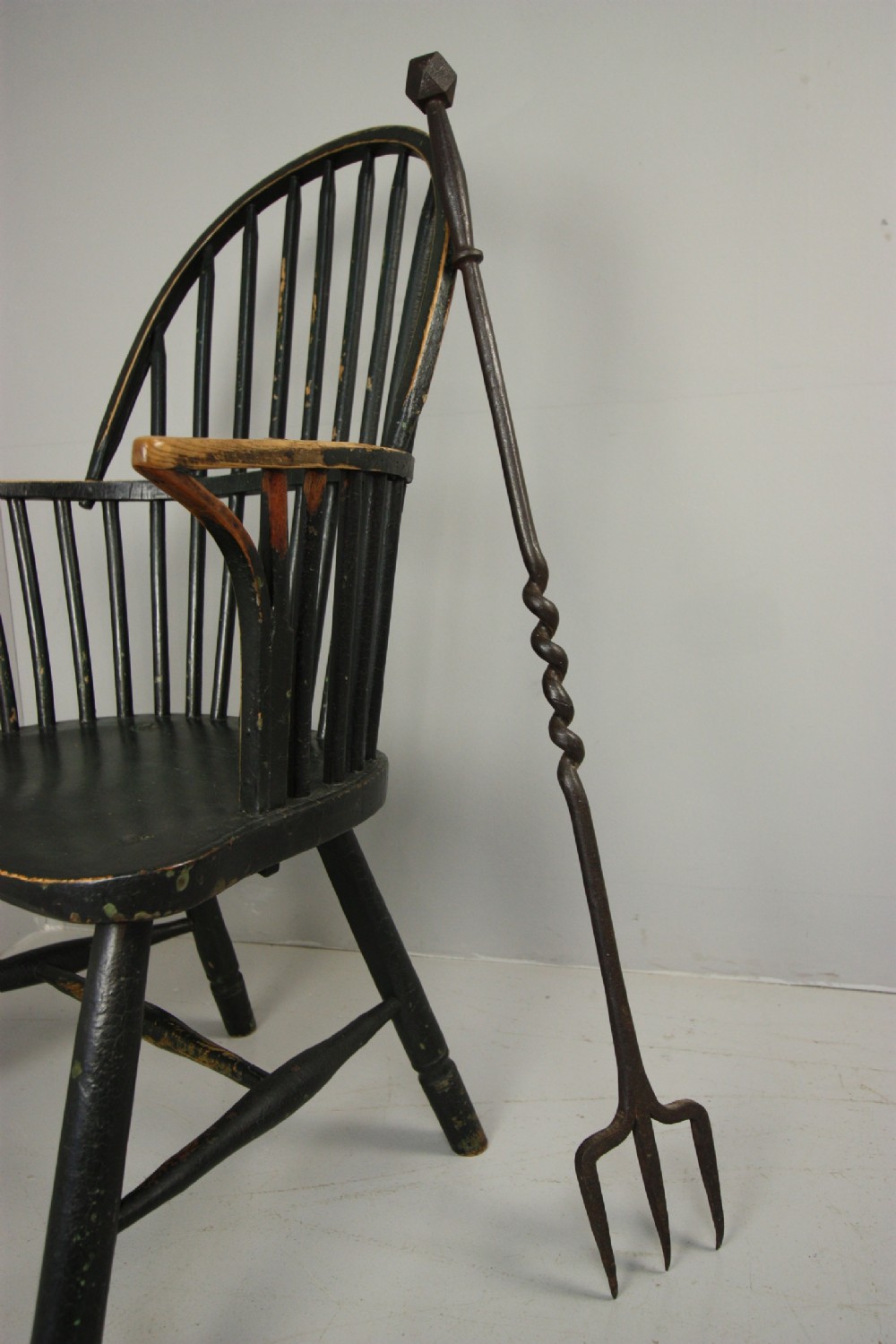 Large 19th Century English Antique Iron Fire Fork.
