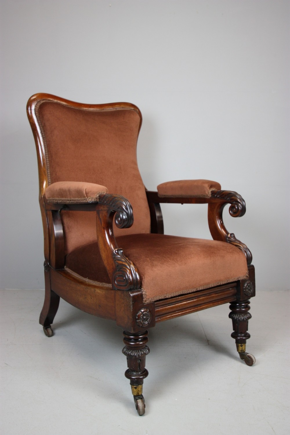 William IV Antique Reclining Library Armchair by Dawes. 