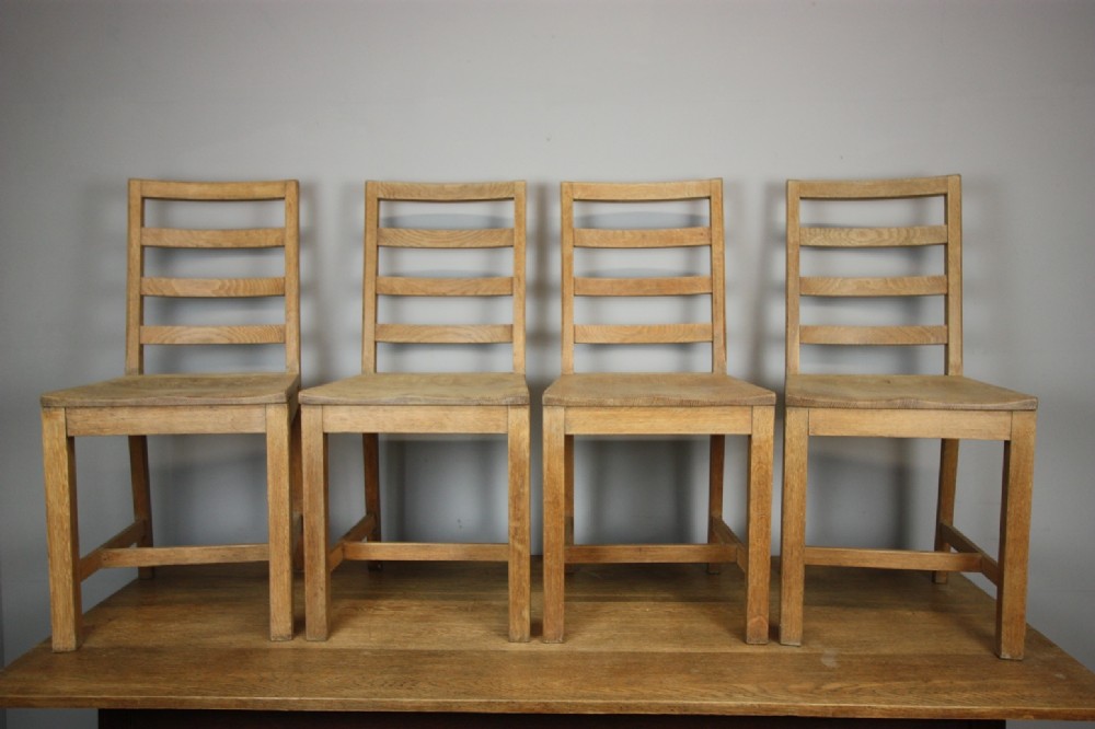 Set of Four 1920's Heals Oak Dining Chairs. 