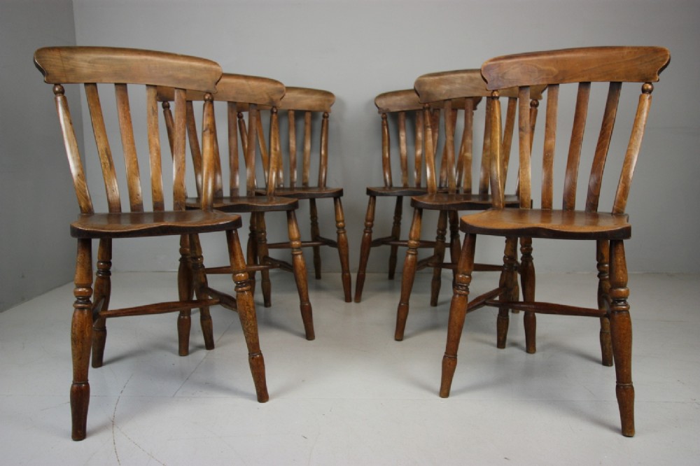 True Set of Six English Antique Dining Chairs. 