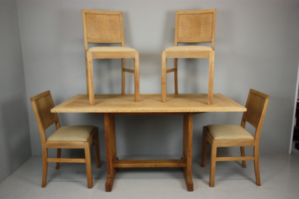 1930's Oak Dining Table & Four Chairs by Bowman Brothers.