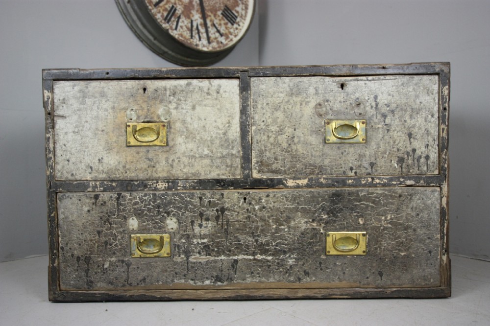Original Painted Pine Antique Campaign Chest. 