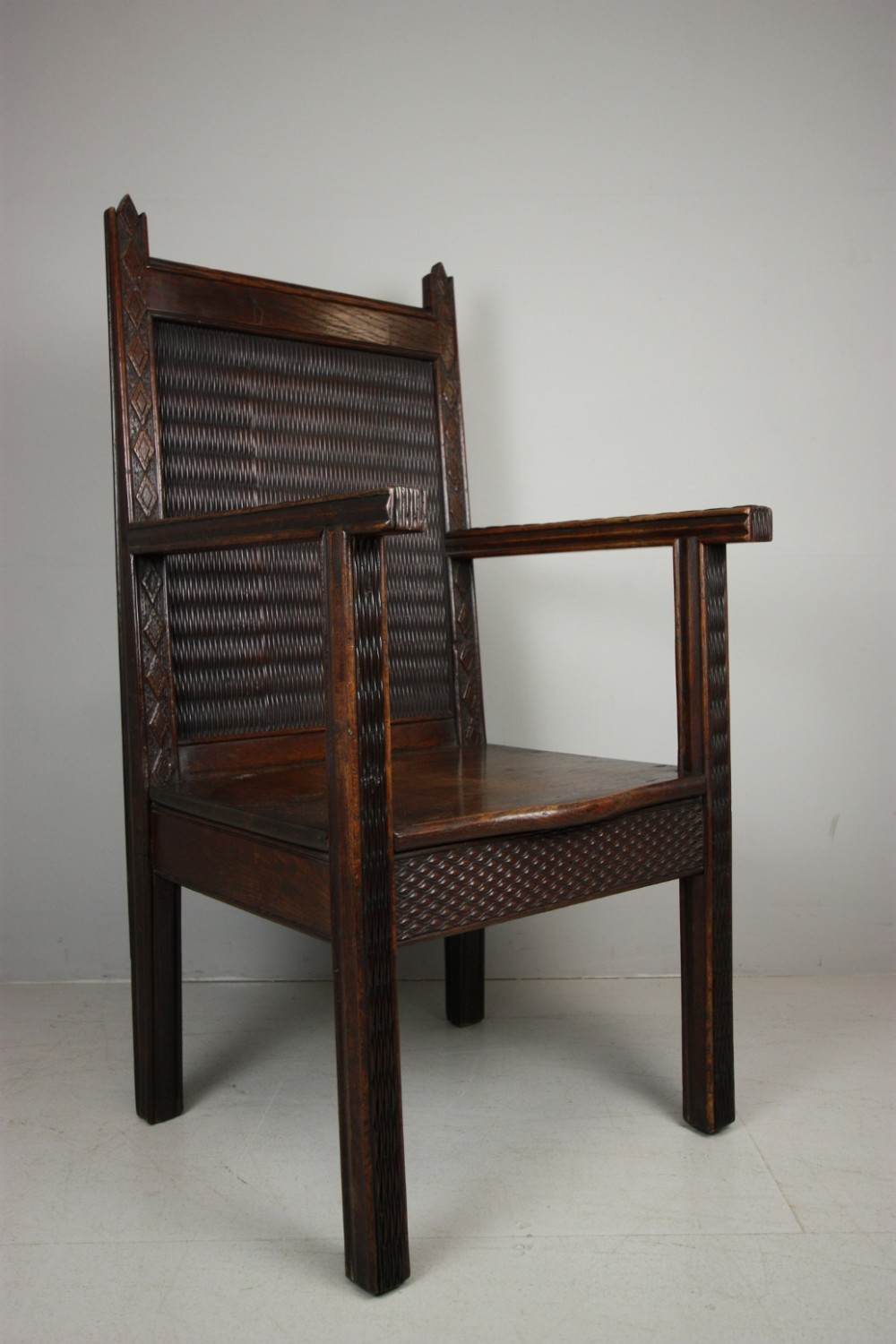Unusual Welsh Country Antique Oak Armchair.