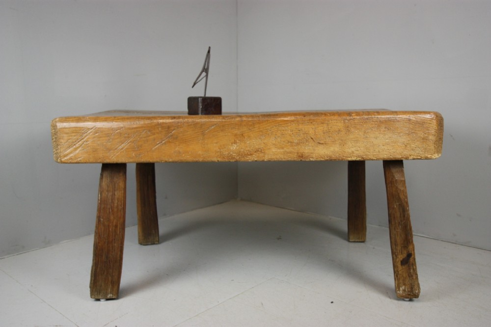 19th Century antique Elm Block Coffee Table.