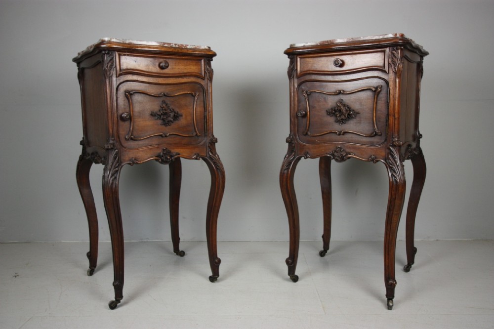 Pair of 19th Century Antique Walnut Bedside Cupboards. 