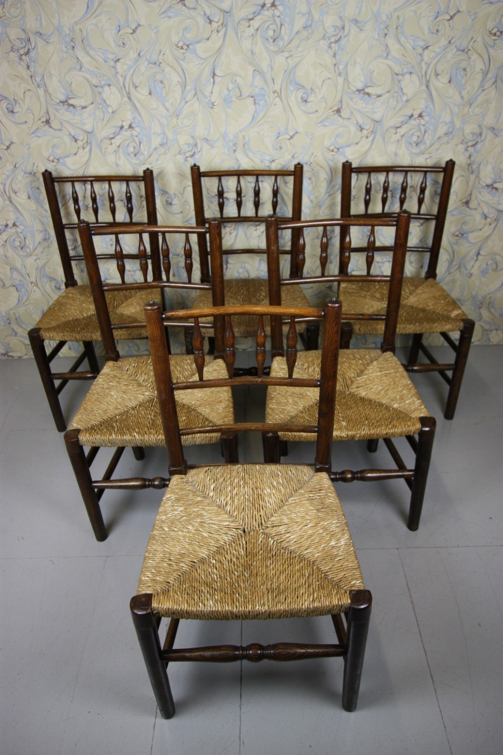A True Set of Six Antique Yorkshire Dales Dining Chairs. 
