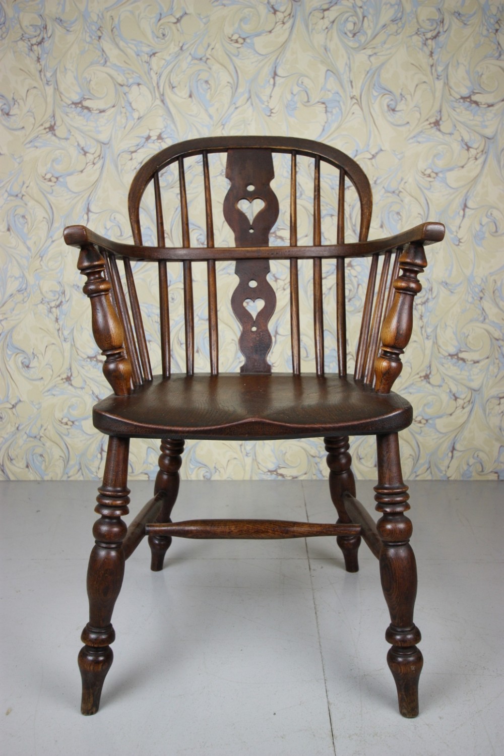 19th Century Antique Windsor Chair with Hearts.