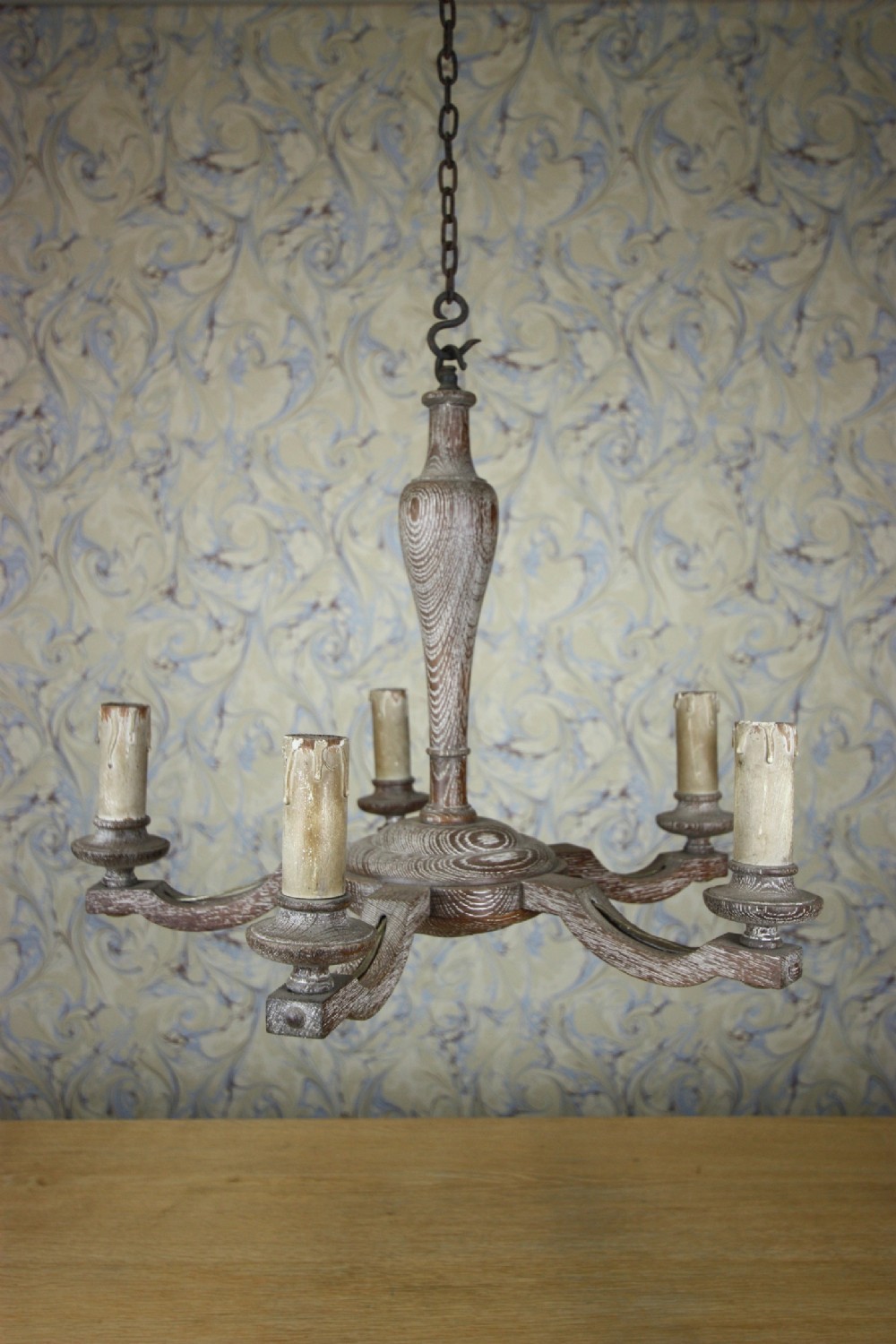 English 1930's Oak Chandelier. 