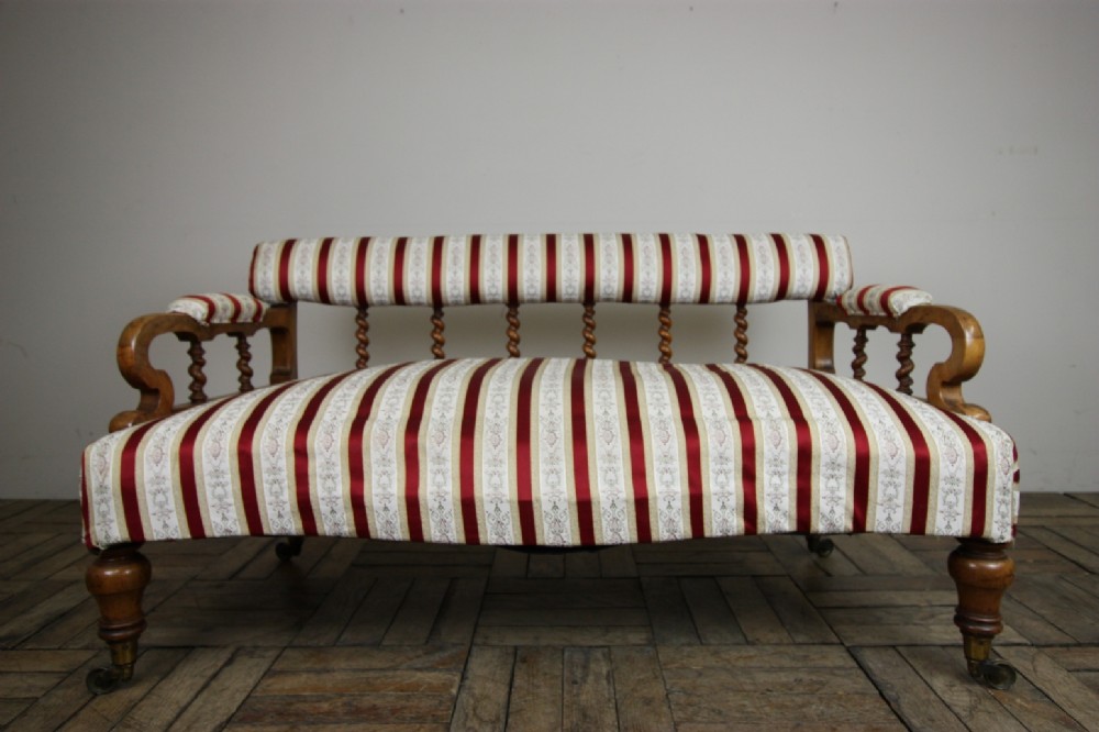 English Antique Walnut Low Sofa.