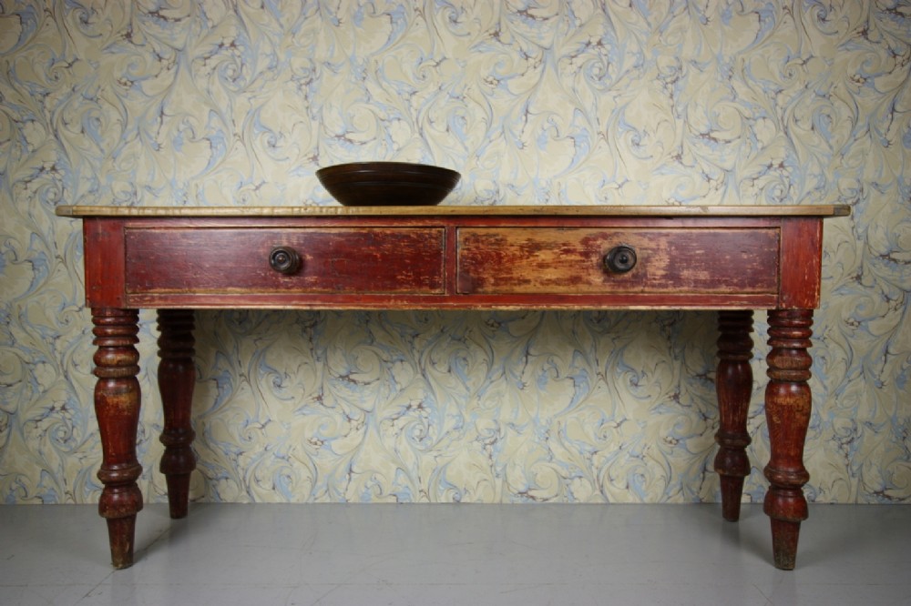 English Antique Serving Table in Original Paint.