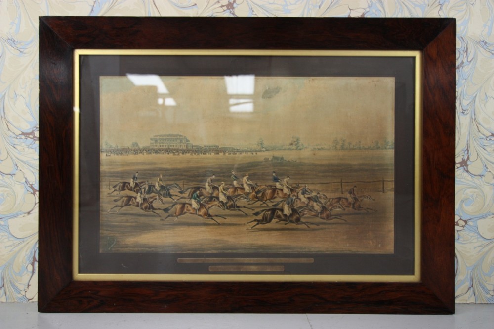 Set of 4 English Antique Rosewood Frames : Racing Prints.