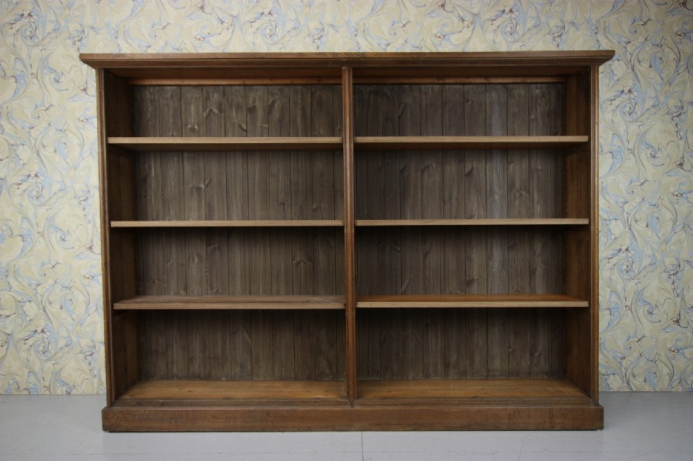 Mid 19th Century Antique Oak Open Bookcase. 2 Available.