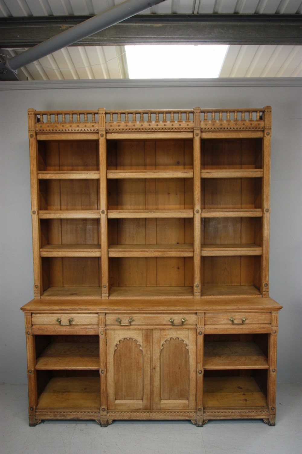 Superb Large English Antique Oak Bookcase.
